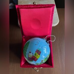 Pier 1 Li Bien 2013 Mouth Blown Hand Painted Owl & Christmas Trees Ornament